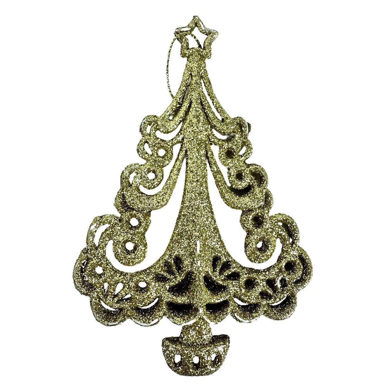 Gold Tone Christmas Ornaments Bird Santa Stocking Christmas Tree-Lot of 4-Nice! - Thumbnail 7
