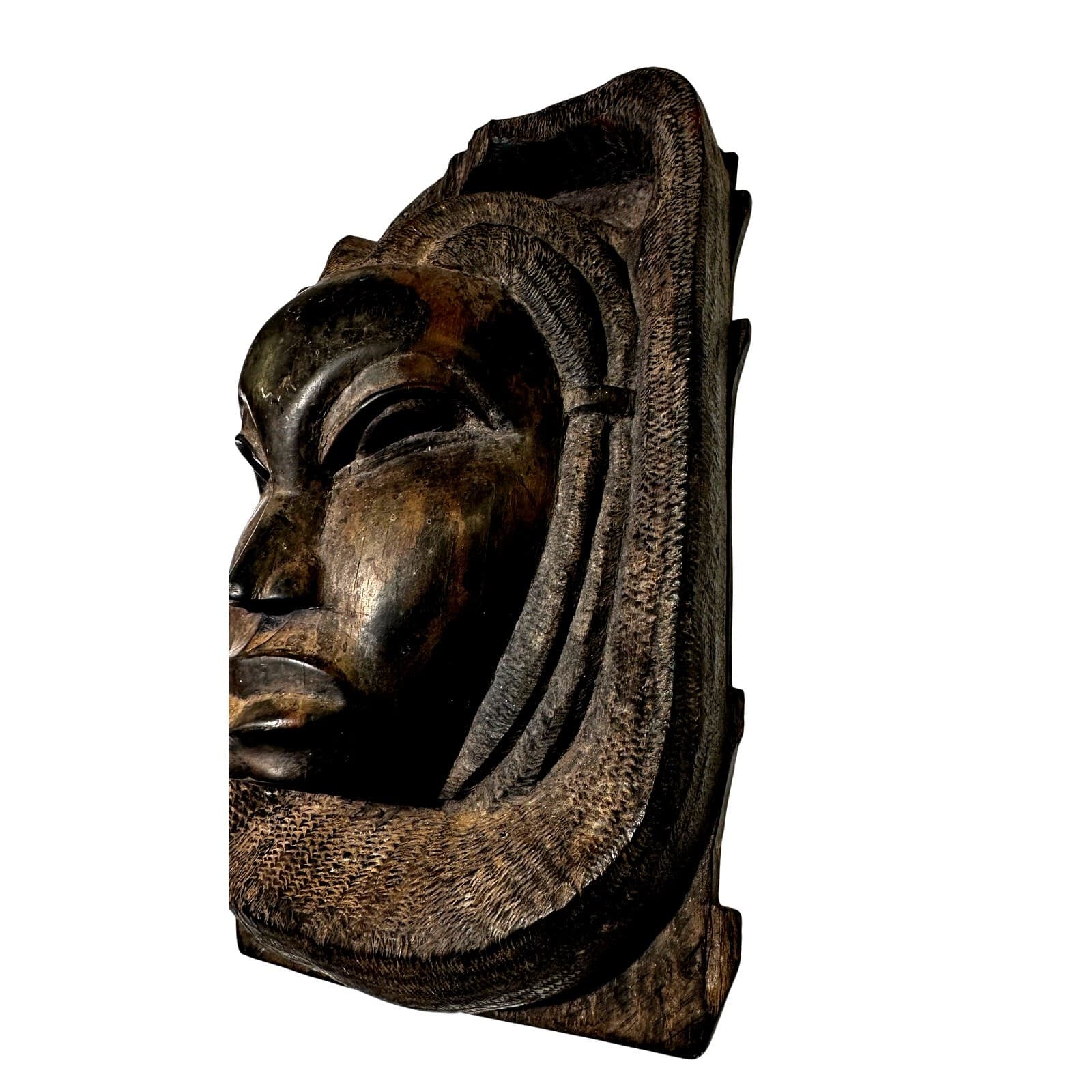 Tribal Wall Sculpture Mask of Woman Unknown Tribe or Peoples-Late 20th Century - Thumbnail 4