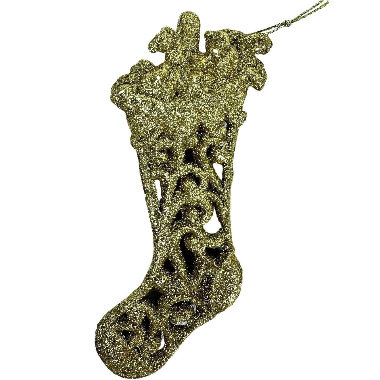 Gold Tone Christmas Ornaments Bird Santa Stocking Christmas Tree-Lot of 4-Nice! - Thumbnail 6