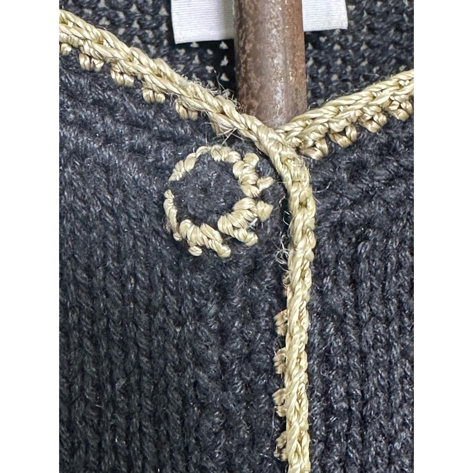 Tiara Women Black Woven Embroidered & Sequined Floral Pattern Sweater Size 18/20 - Thumbnail 5
