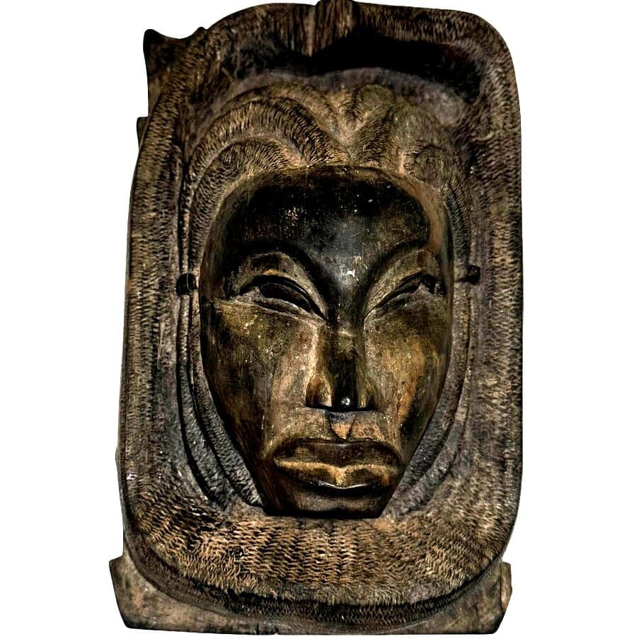 Tribal Wall Sculpture Mask of Woman Unknown Tribe or Peoples-Late 20th Century - Thumbnail 5