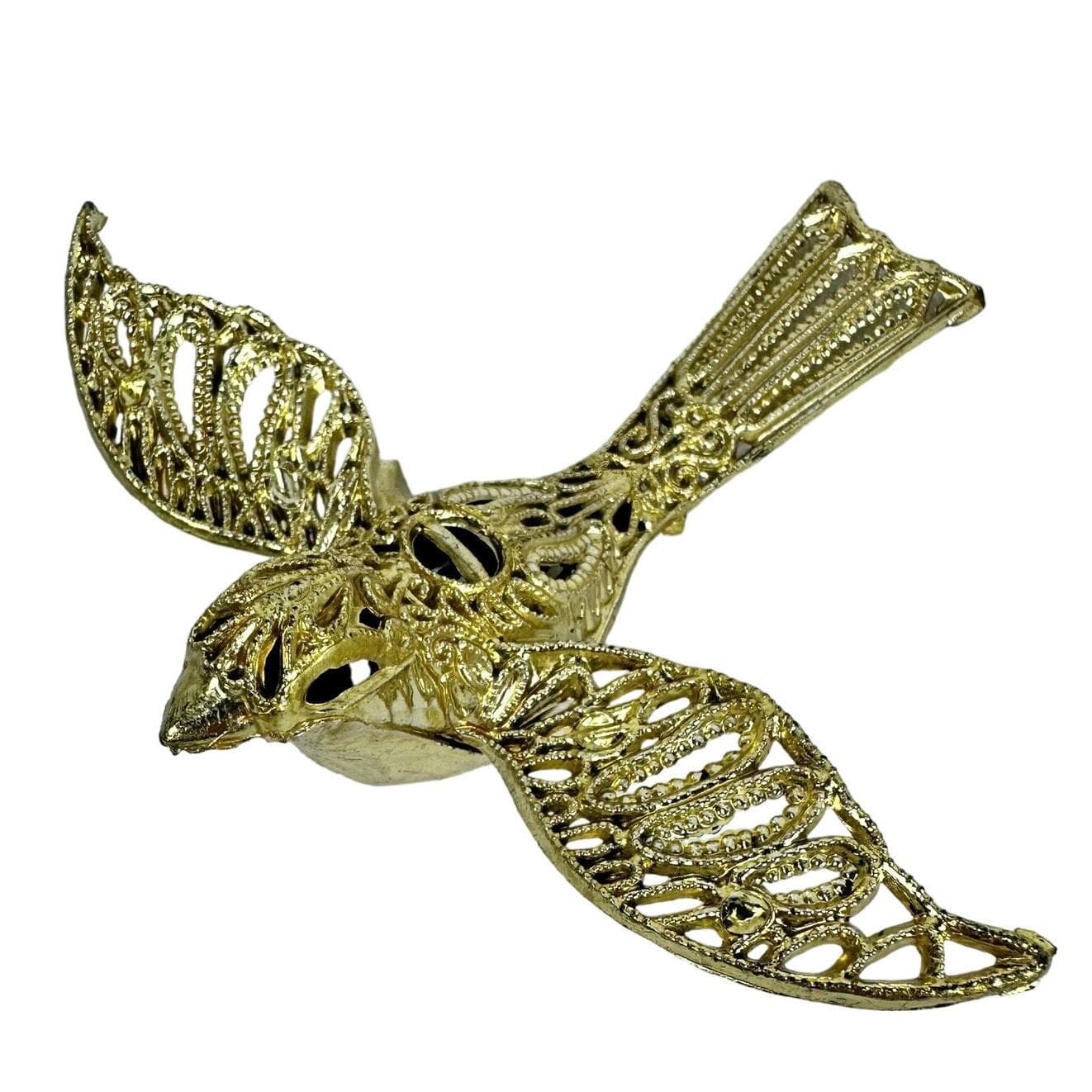 Gold Tone Christmas Ornaments Bird Santa Stocking Christmas Tree-Lot of 4-Nice! - Thumbnail 5