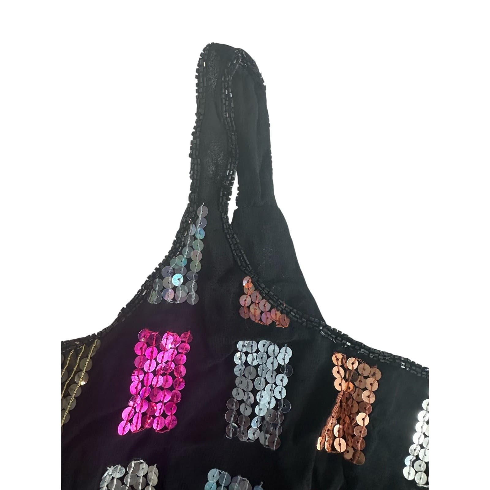 Conrad C Collection Black with Color Block Sequins Tank Top Size 16 - Thumbnail 12
