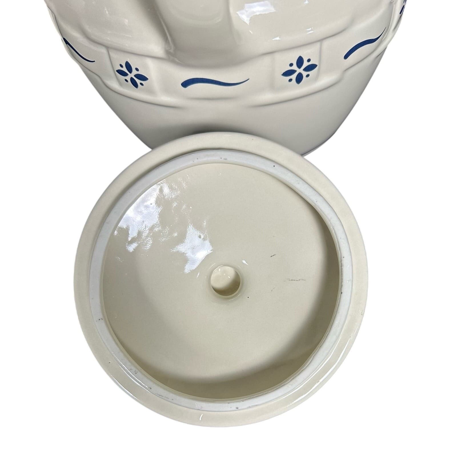 Longaberger Pottery Woven Traditions Heritage Blue Cookie Jar Excellent! - Thumbnail 7
