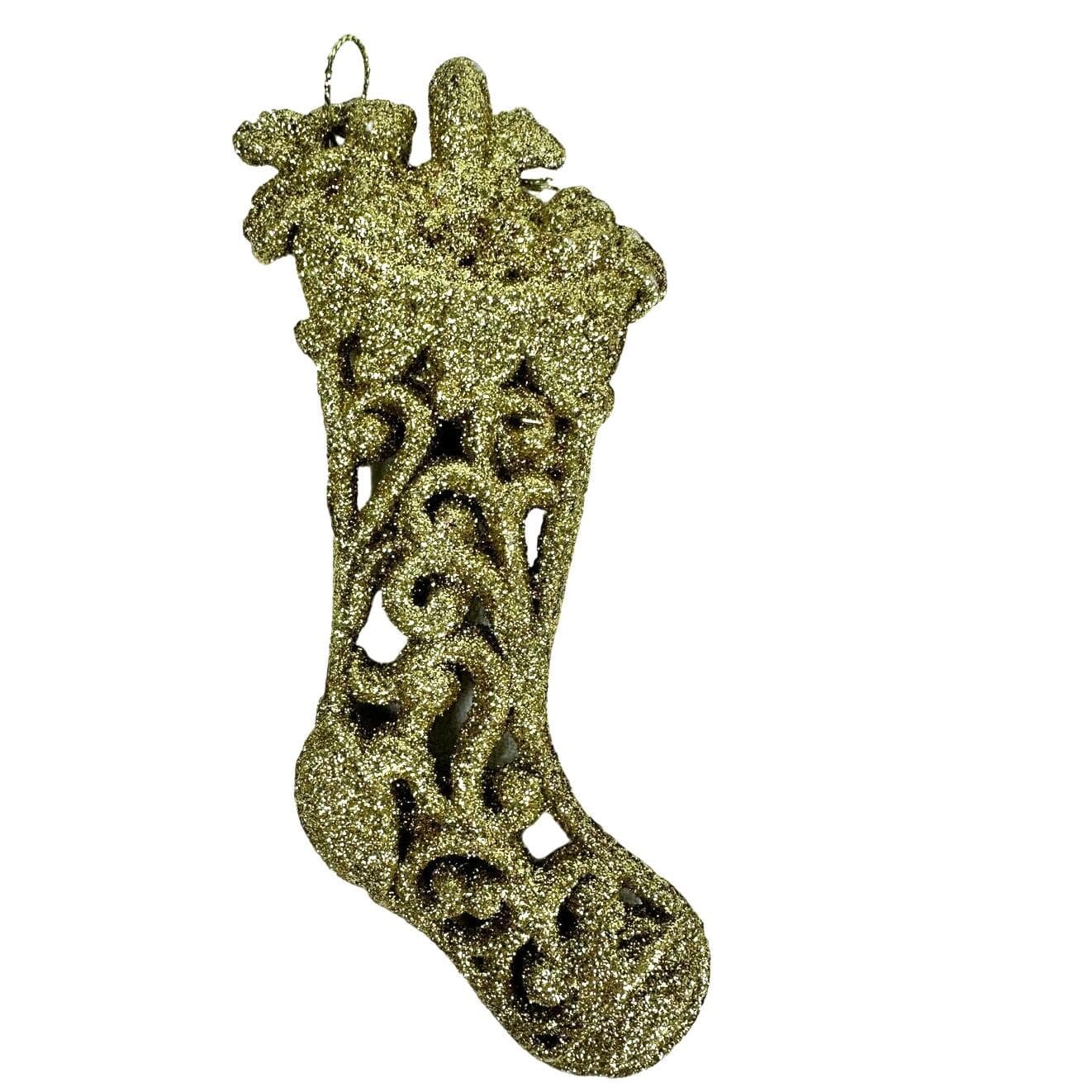 Gold Tone Christmas Ornaments Bird Santa Stocking Christmas Tree-Lot of 4-Nice! - Thumbnail 2