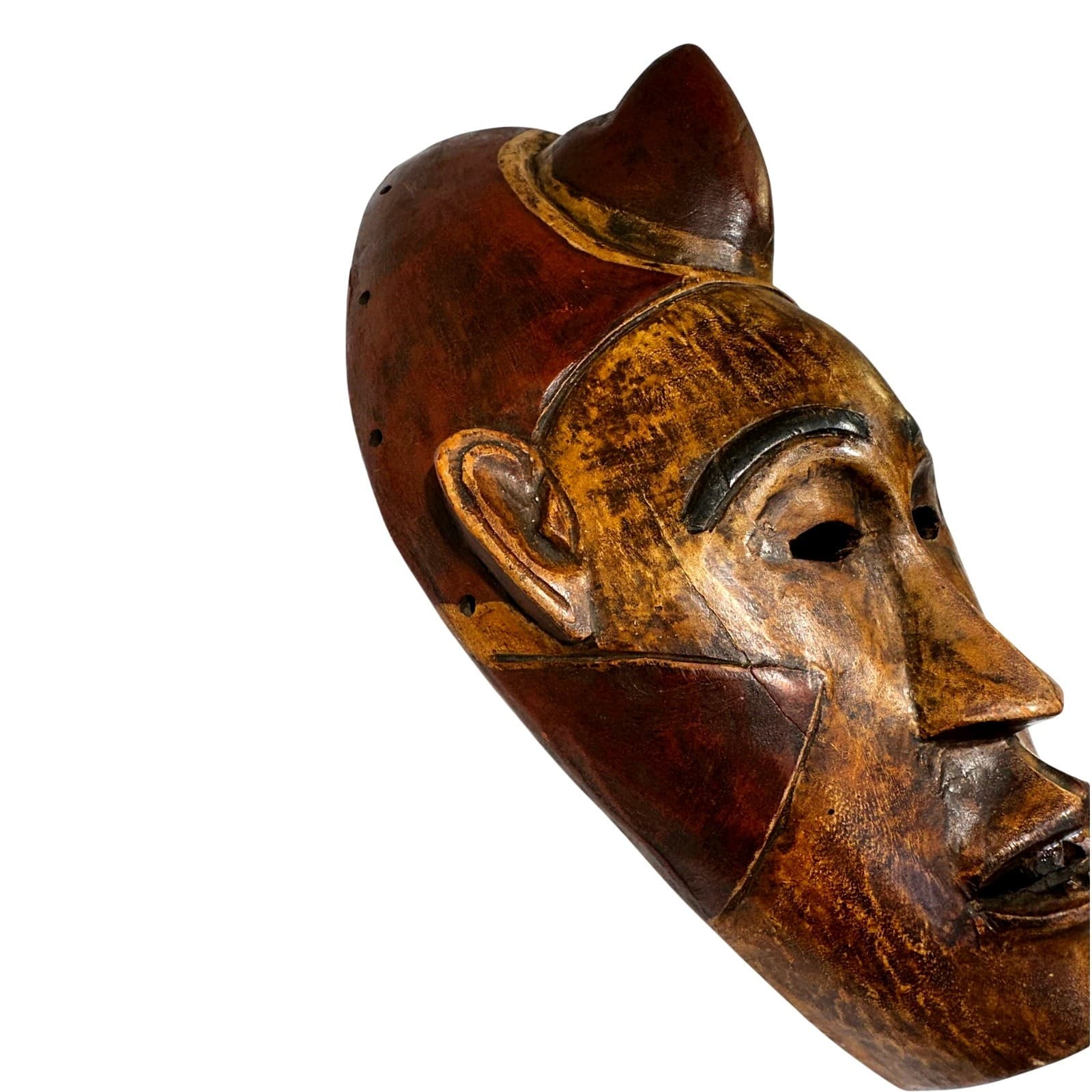 African Ivory Coast Guro People Hand Crafted Wooden Carved Exquisite Mask - Thumbnail 5