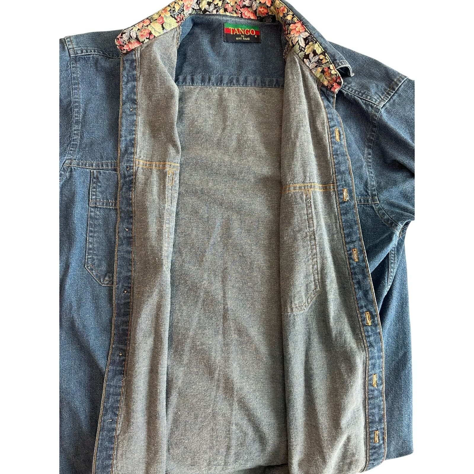 Tango by Max Raab Denim Button Down Long Sleeve Shirt Sz M - Thumbnail 11