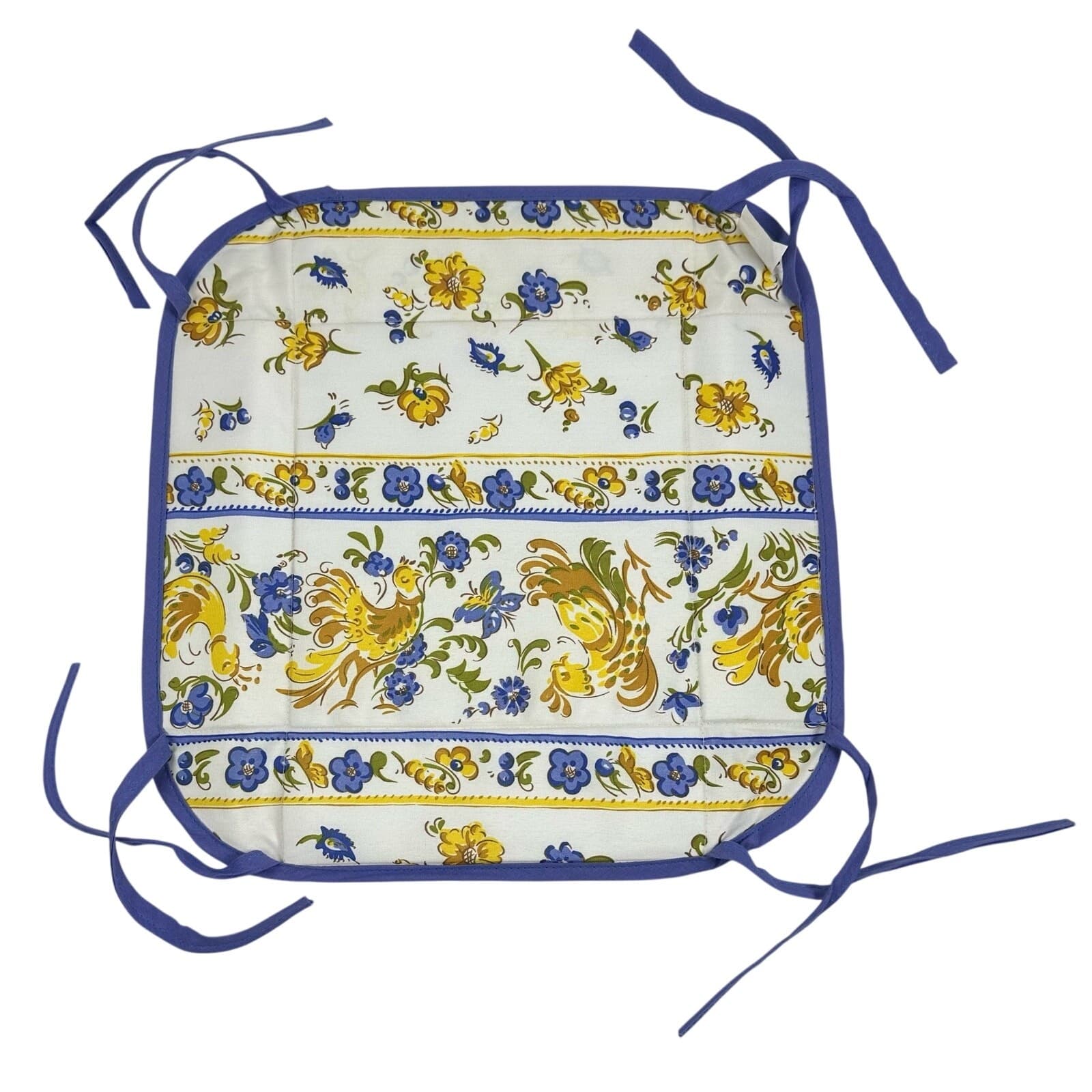 PROVENCE 2000 MARSEILLE France Blue & Yellow Square Chicken Pattern Insert - Thumbnail 2
