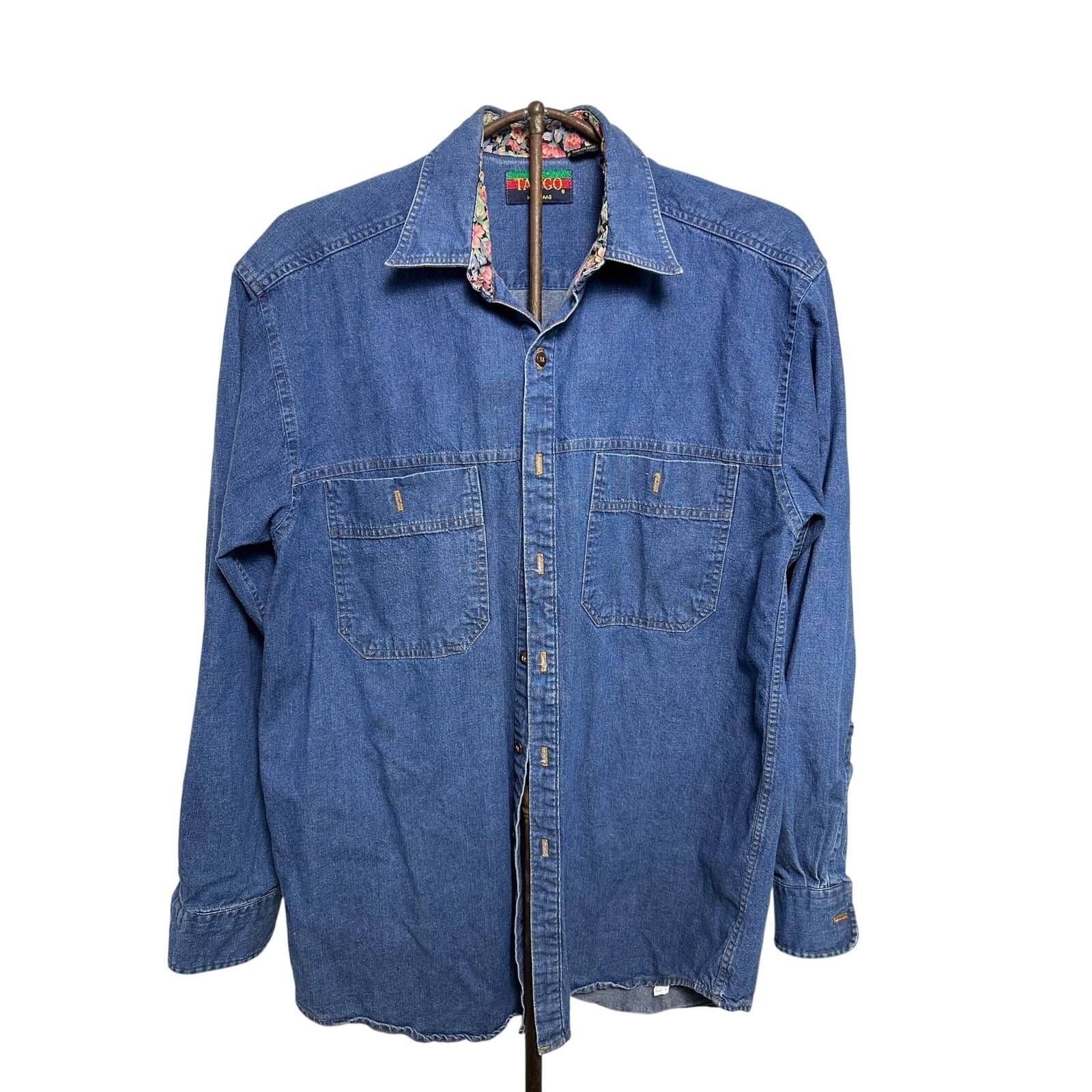 Tango by Max Raab Denim Button Down Long Sleeve Shirt Sz M - Thumbnail 12