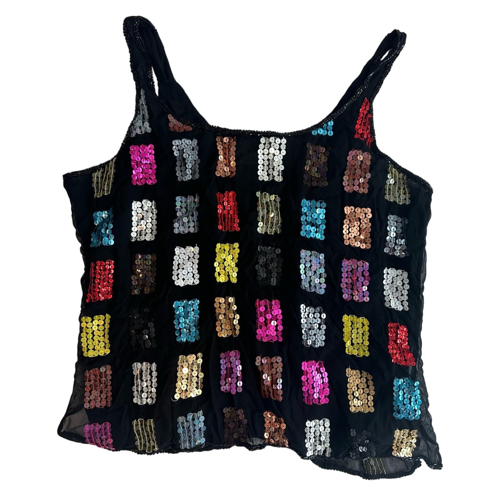 Conrad C Collection Black with Color Block Sequins Tank Top Size 16 - Thumbnail 11