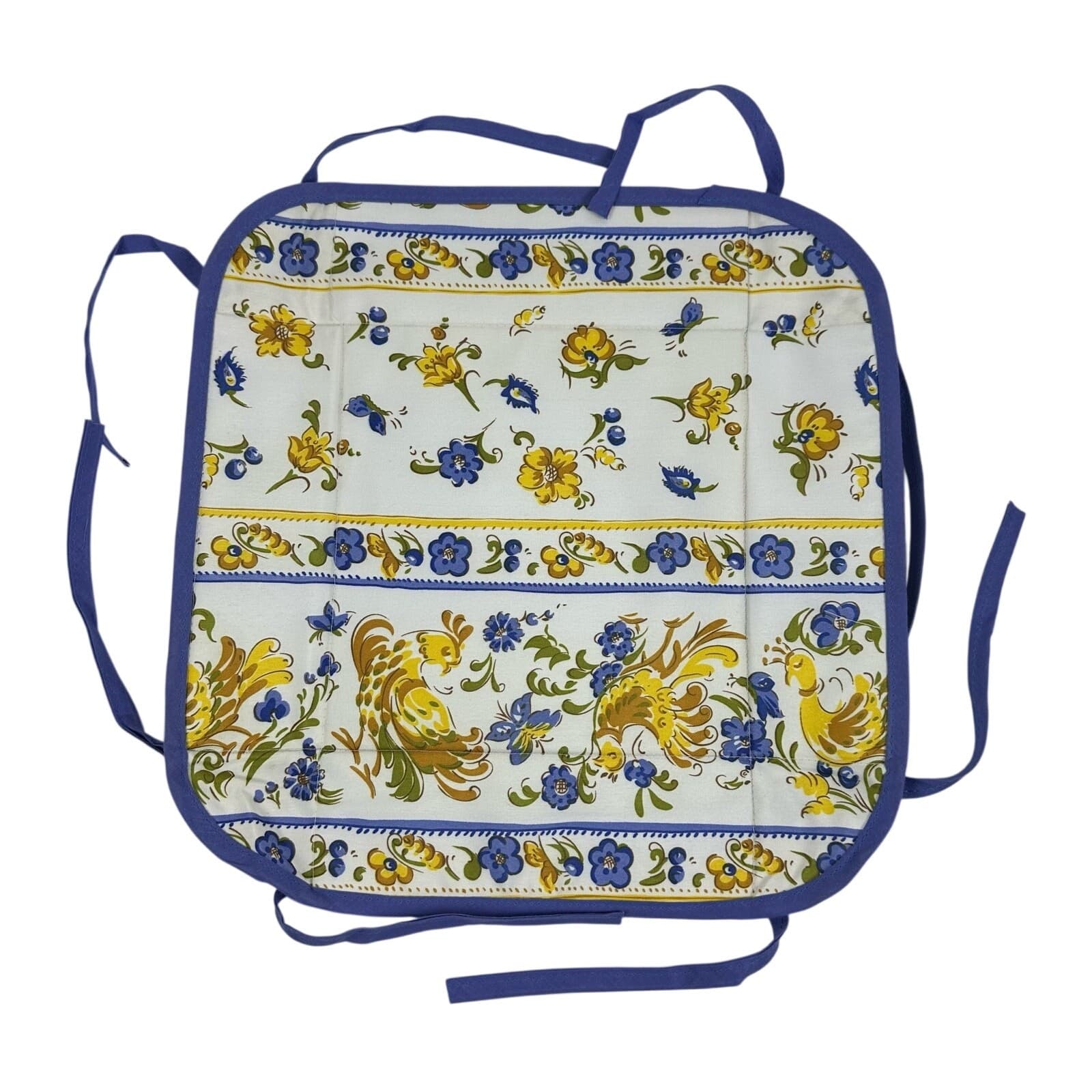 PROVENCE 2000 MARSEILLE France Blue & Yellow Square Chicken Pattern Insert - Thumbnail 5