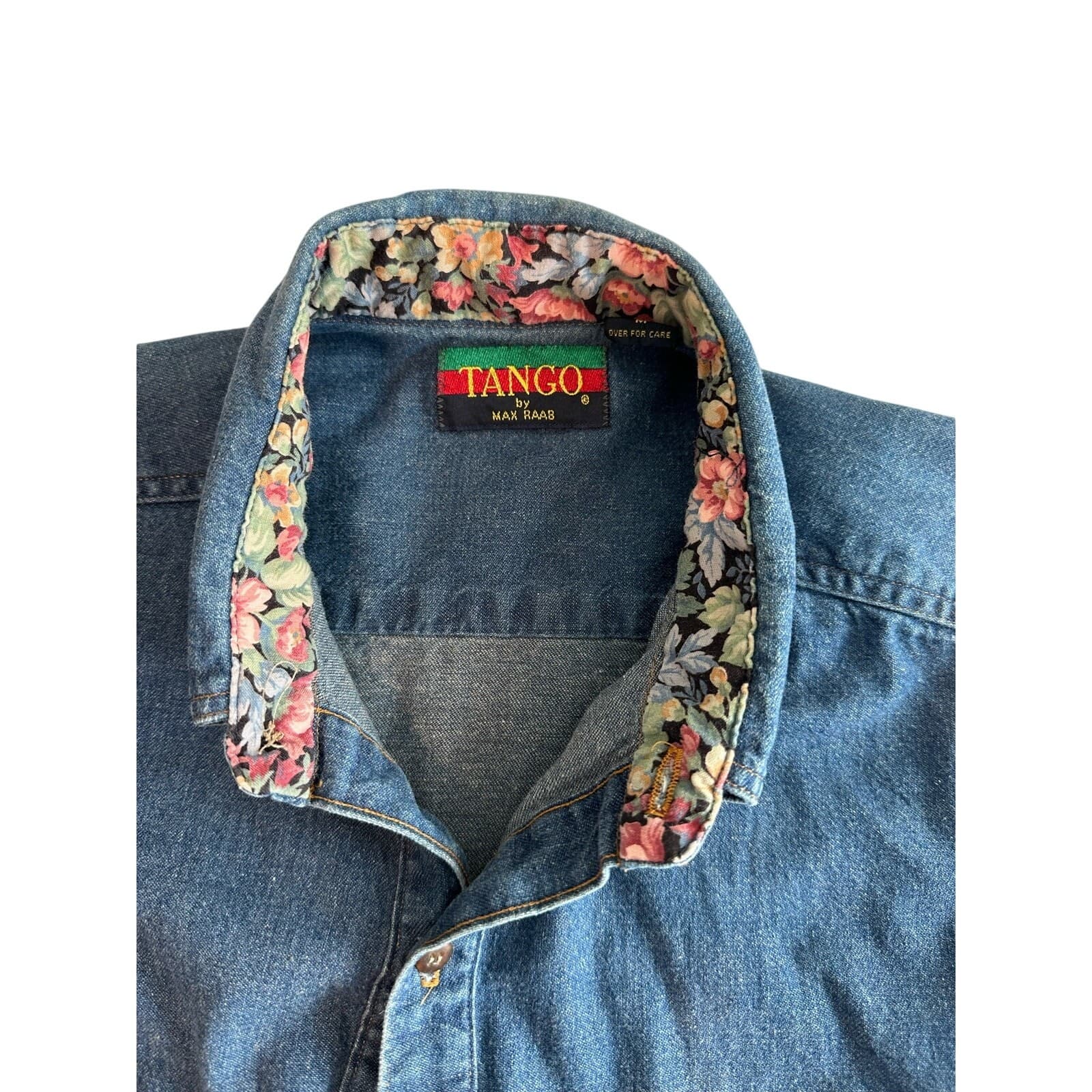 Tango by Max Raab Denim Button Down Long Sleeve Shirt Sz M - Thumbnail 8