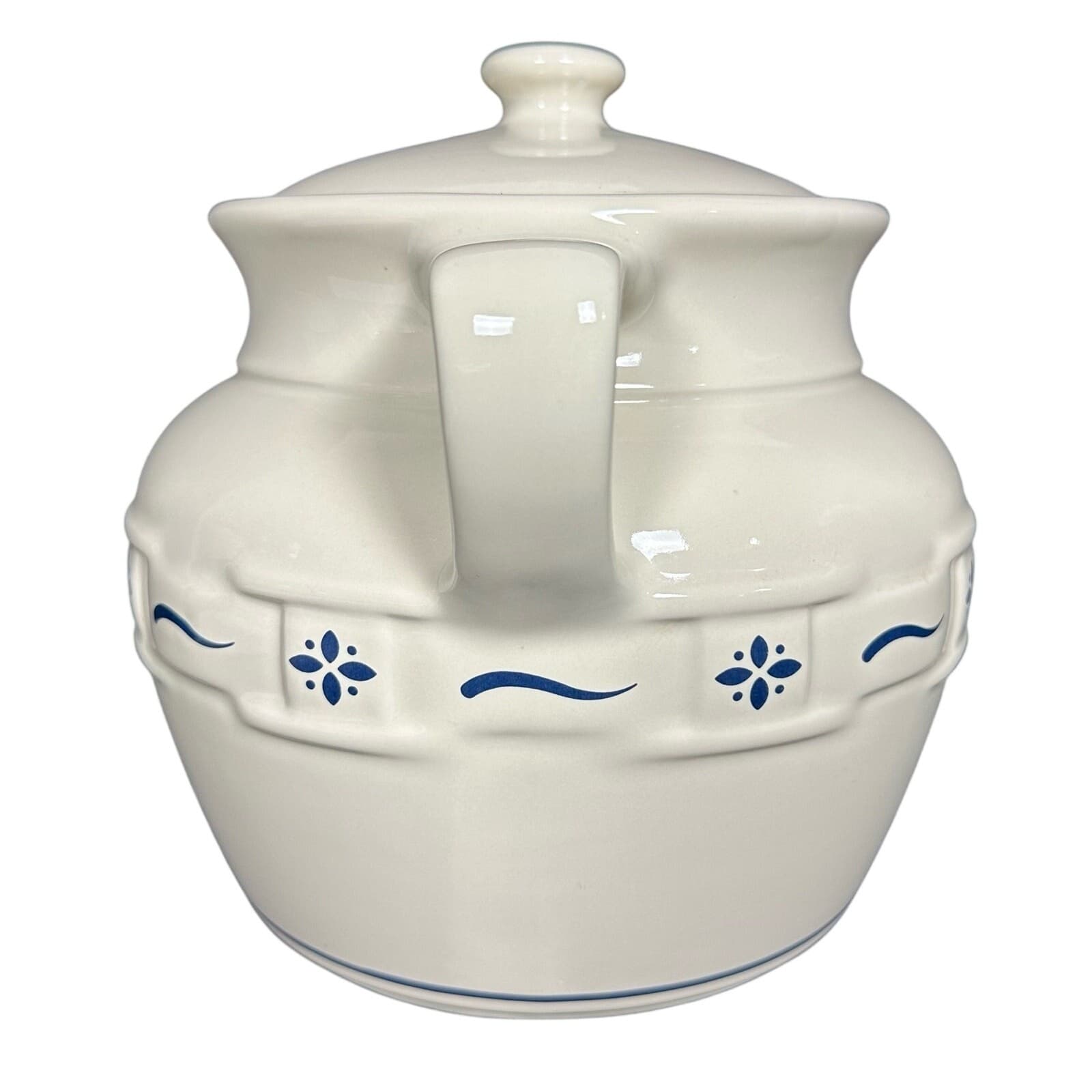 Longaberger Pottery Woven Traditions Heritage Blue Cookie Jar Excellent! - Thumbnail 3