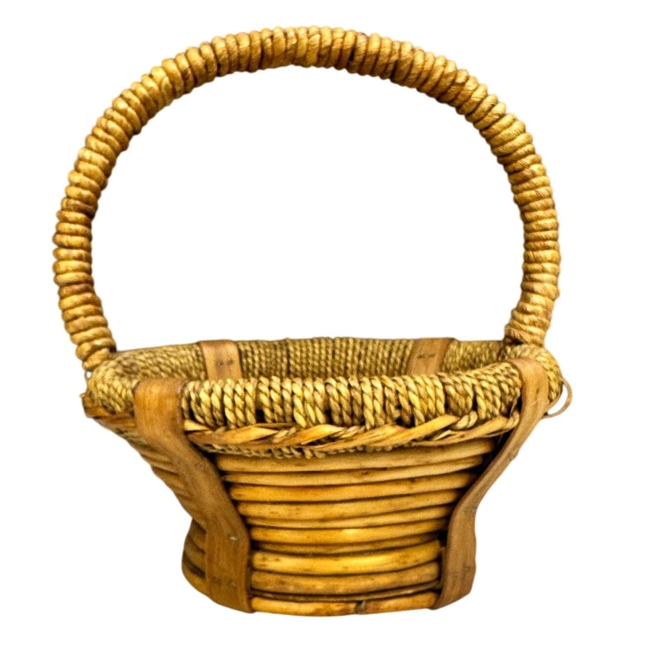 Woven Wicker Rattan Decorative Rustic Gift Basket with Handle