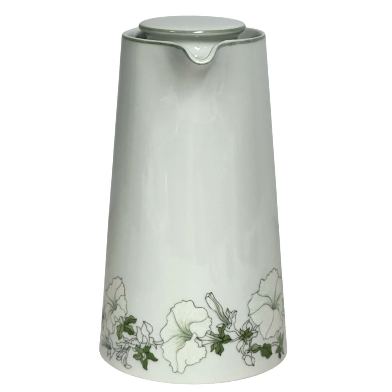 Watercolors Block Spal Portugal 'White Petunias' Long Spout 9" Coffee Pot w/Lid - Thumbnail 4
