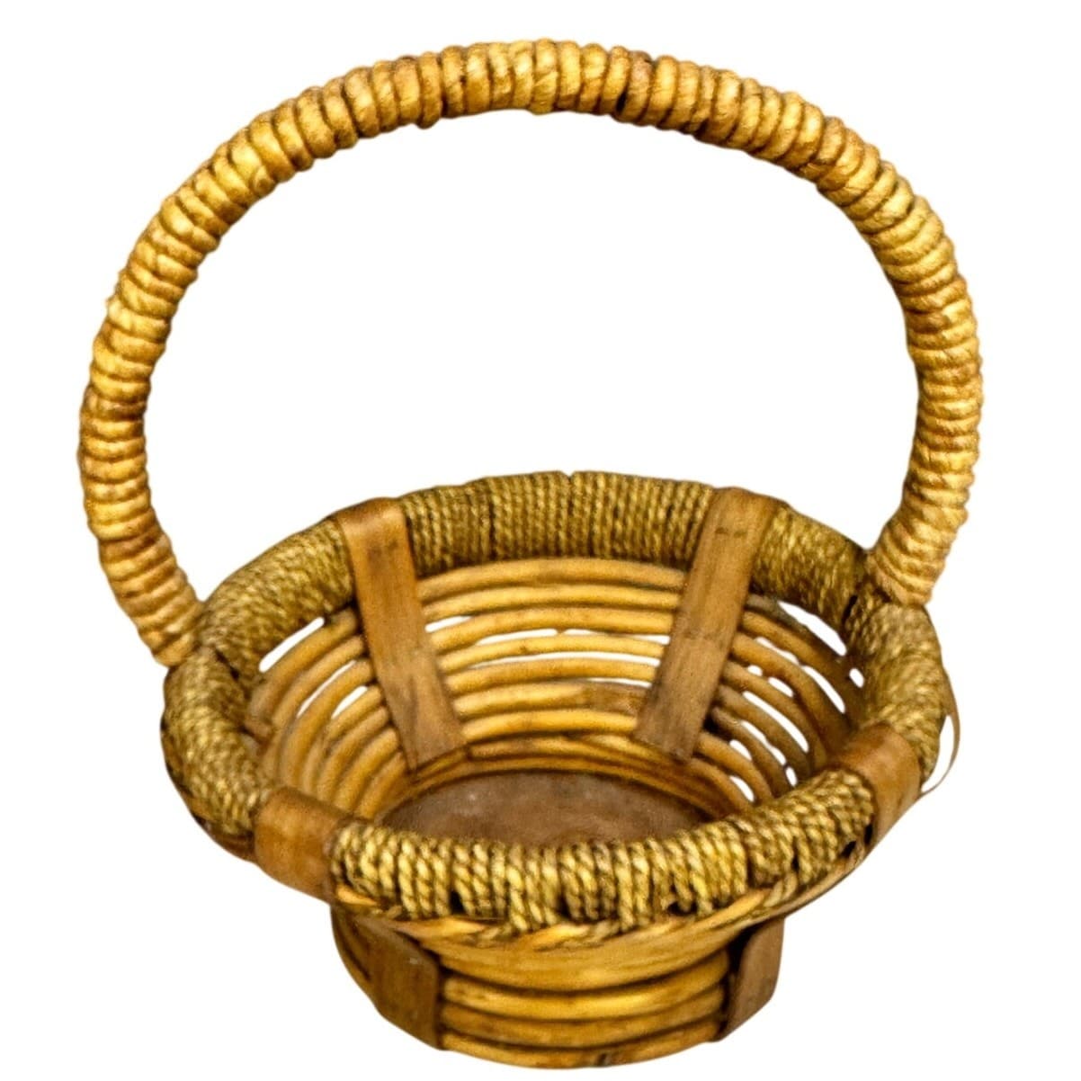 Woven Wicker Rattan Decorative Rustic Gift Basket with Handle - Thumbnail 2