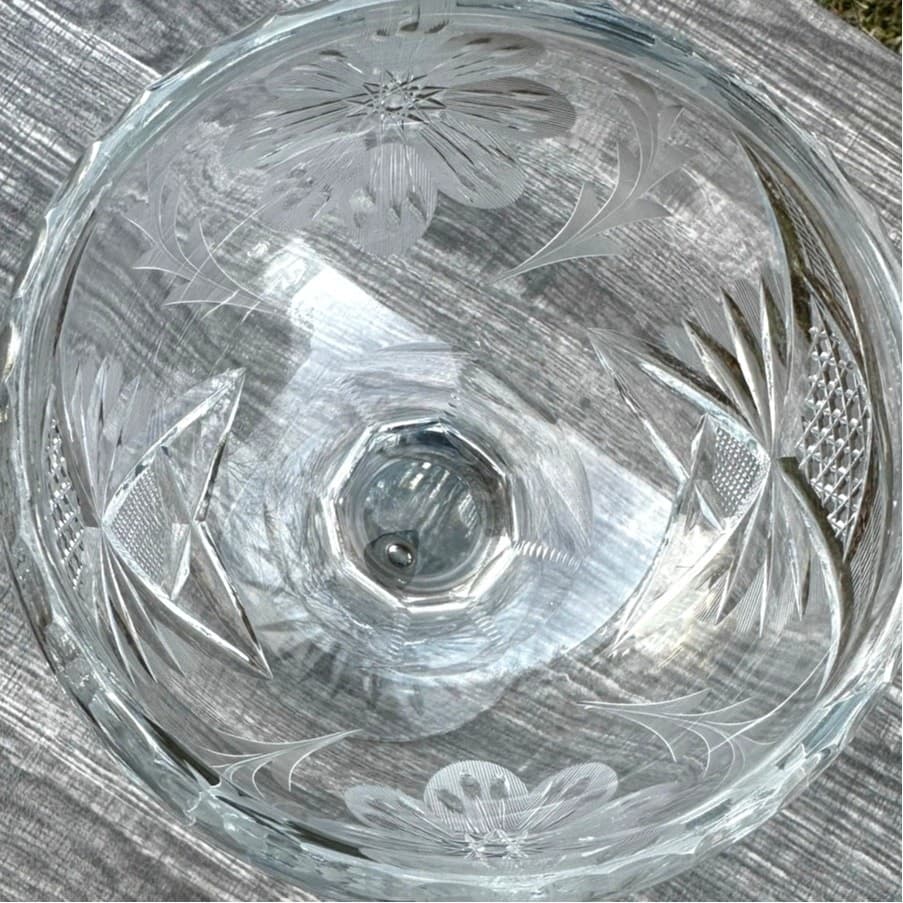 American Brilliant Period Cut Glass Heavy Crystal Compote-Elegant-Exquisite - Thumbnail 8
