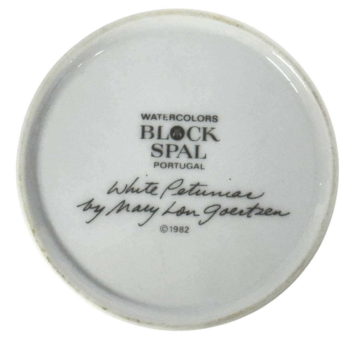 Watercolors 1982 Block Spal Portugal 'White Petunias' Sugar Bowl w/Lid - Thumbnail 5