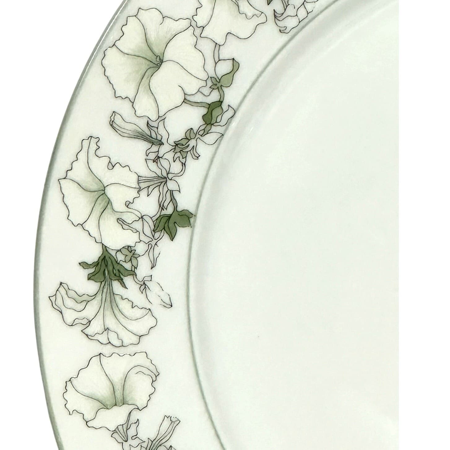 Watercolors Block Spal Portugal 'White Petunias' Dinner Plates-Set of 4 - Thumbnail 2