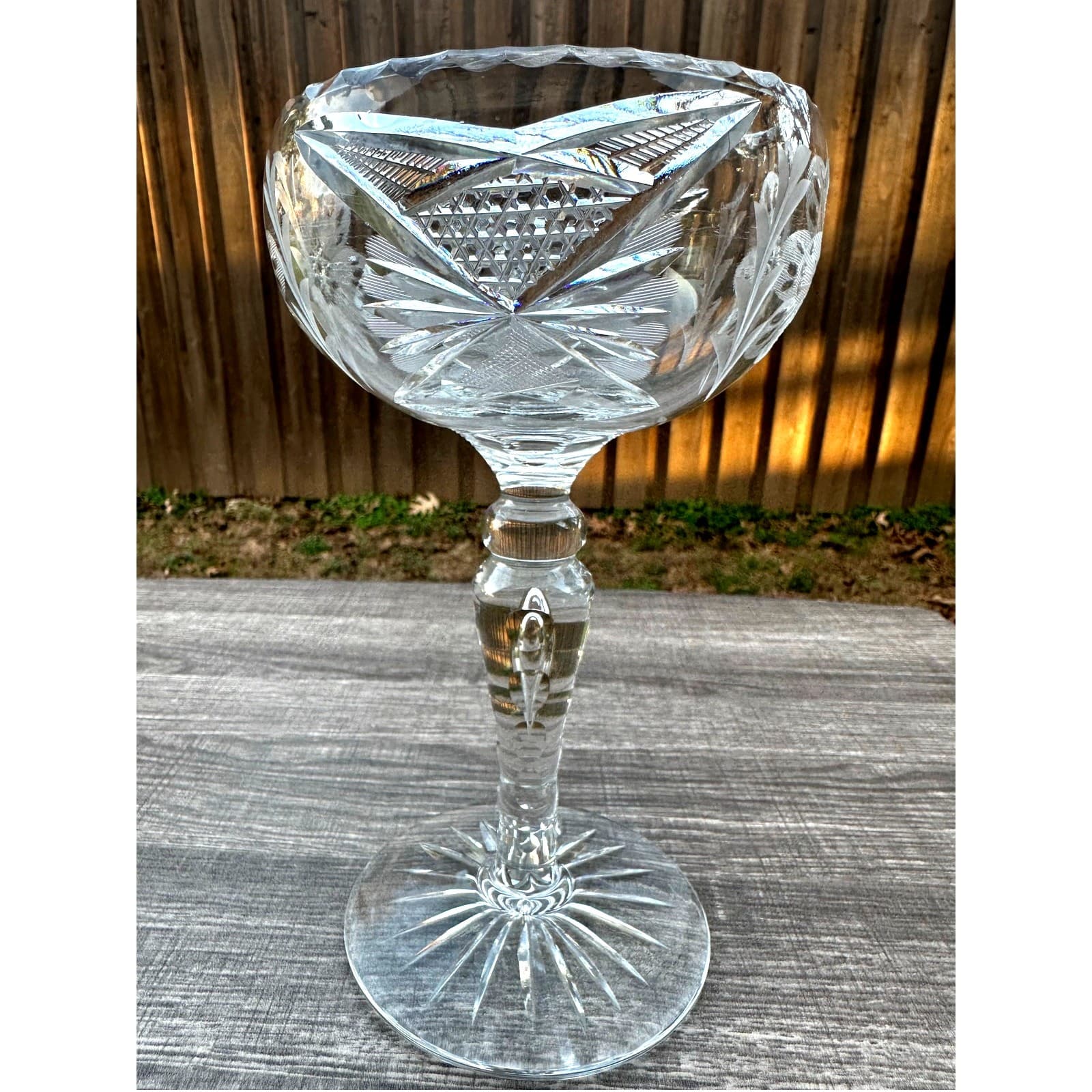 American Brilliant Period Cut Glass Heavy Crystal Compote-Elegant-Exquisite - Thumbnail 2