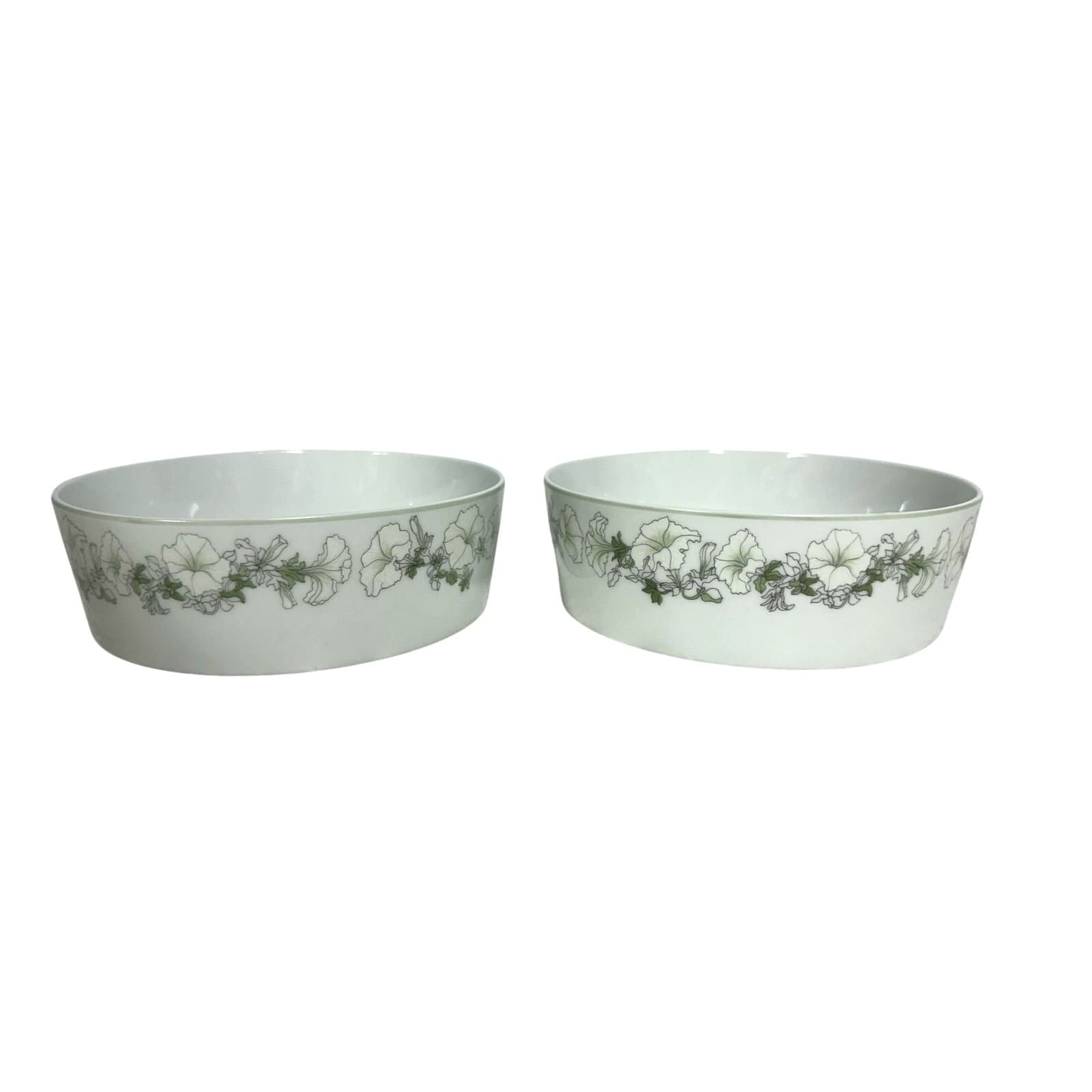 Watercolors Block Spal Portugal 'White Petunias' Cereal/Salad Bowls-Set of 2 - Thumbnail 2