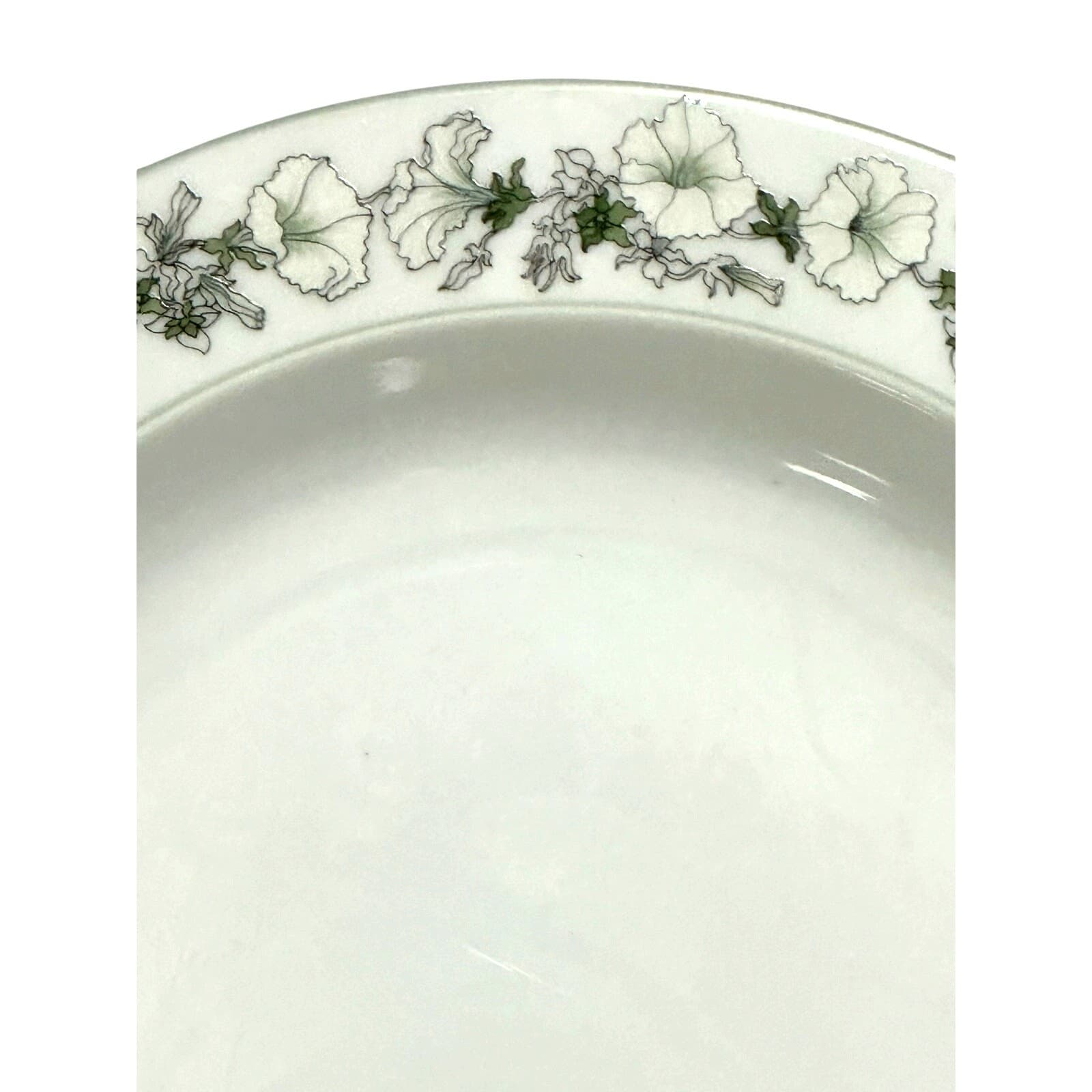Watercolors Block Spal Portugal 'White Petunias' Rimmed Soup Bowls-Set of 4 - Thumbnail 3