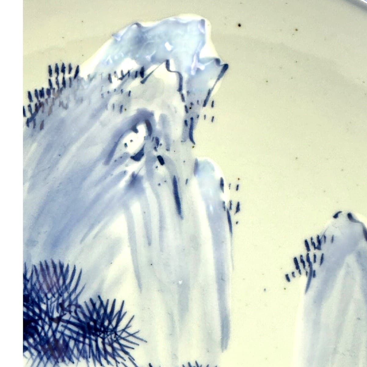 Antique Japanese Meiji Period 15" Charger Blue and White Landscape Arita Ware - Thumbnail 6