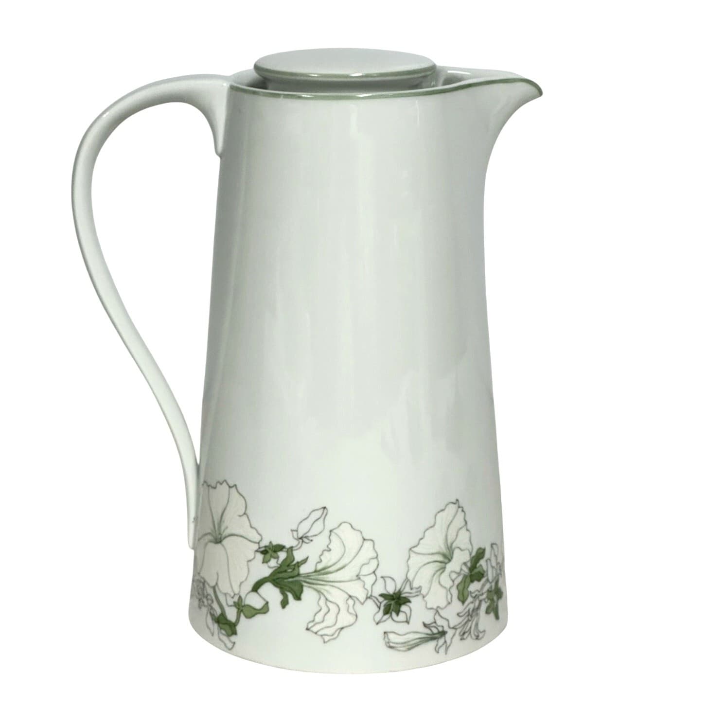 Watercolors Block Spal Portugal 'White Petunias' Long Spout 9" Coffee Pot w/Lid - Thumbnail 3