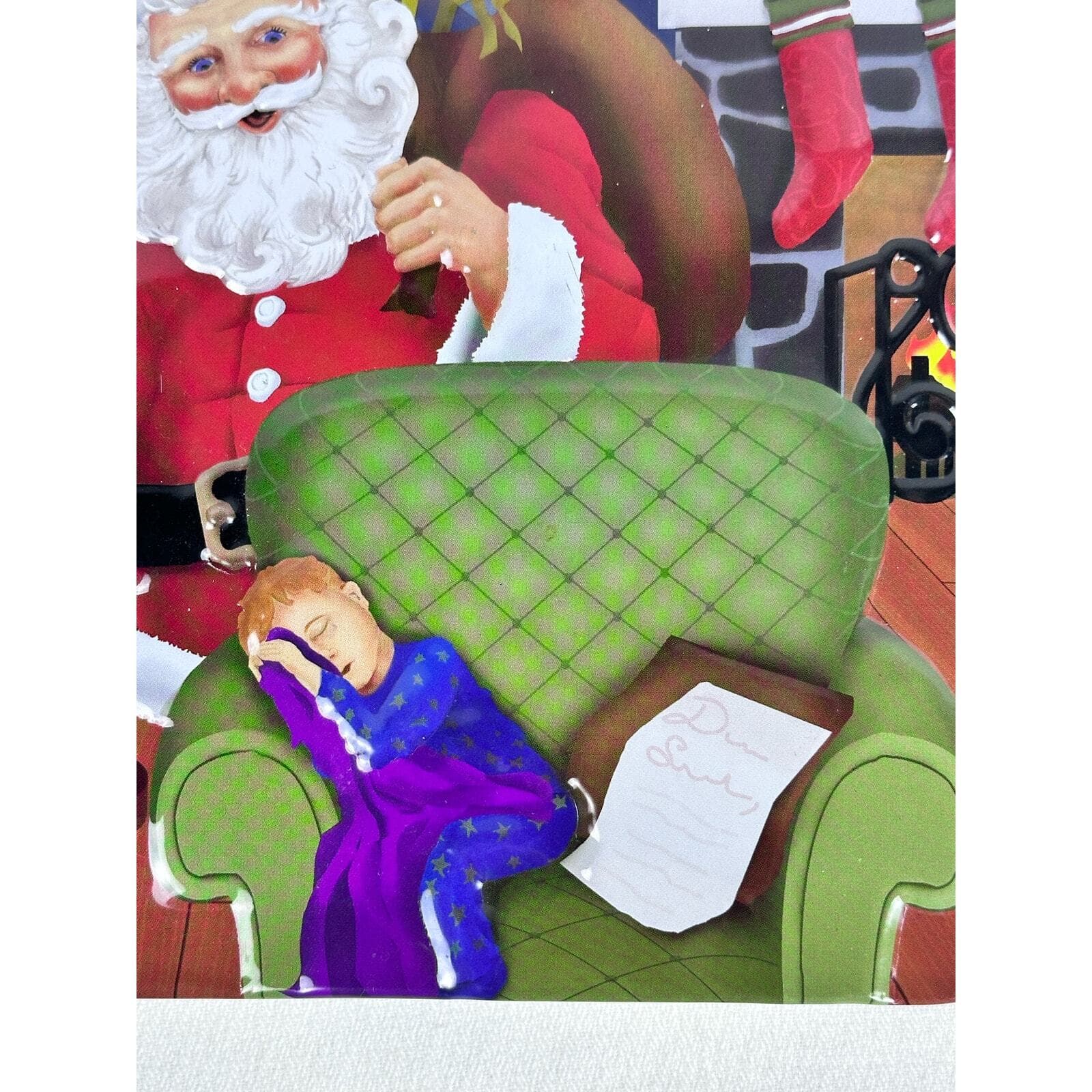 Russell Stover 2007 Hinged Embossed Christmas Tin Santa with Child in Chair! - Thumbnail 4