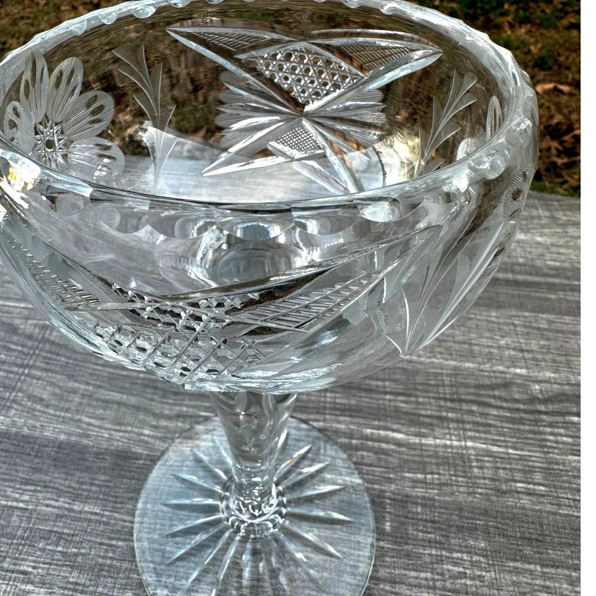 American Brilliant Period Cut Glass Heavy Crystal Compote-Elegant-Exquisite - Thumbnail 4