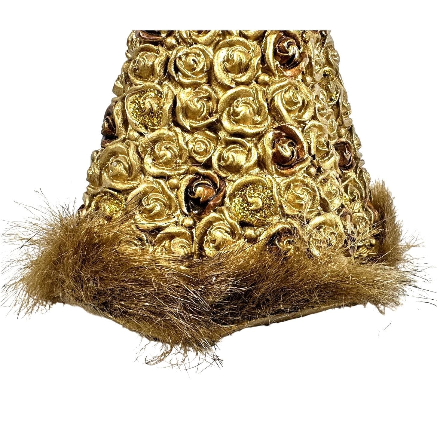 Cracker Barrel Season of Glory Gold Angel with Bird Faux Fur Trim Vintage-Nice! - Thumbnail 6