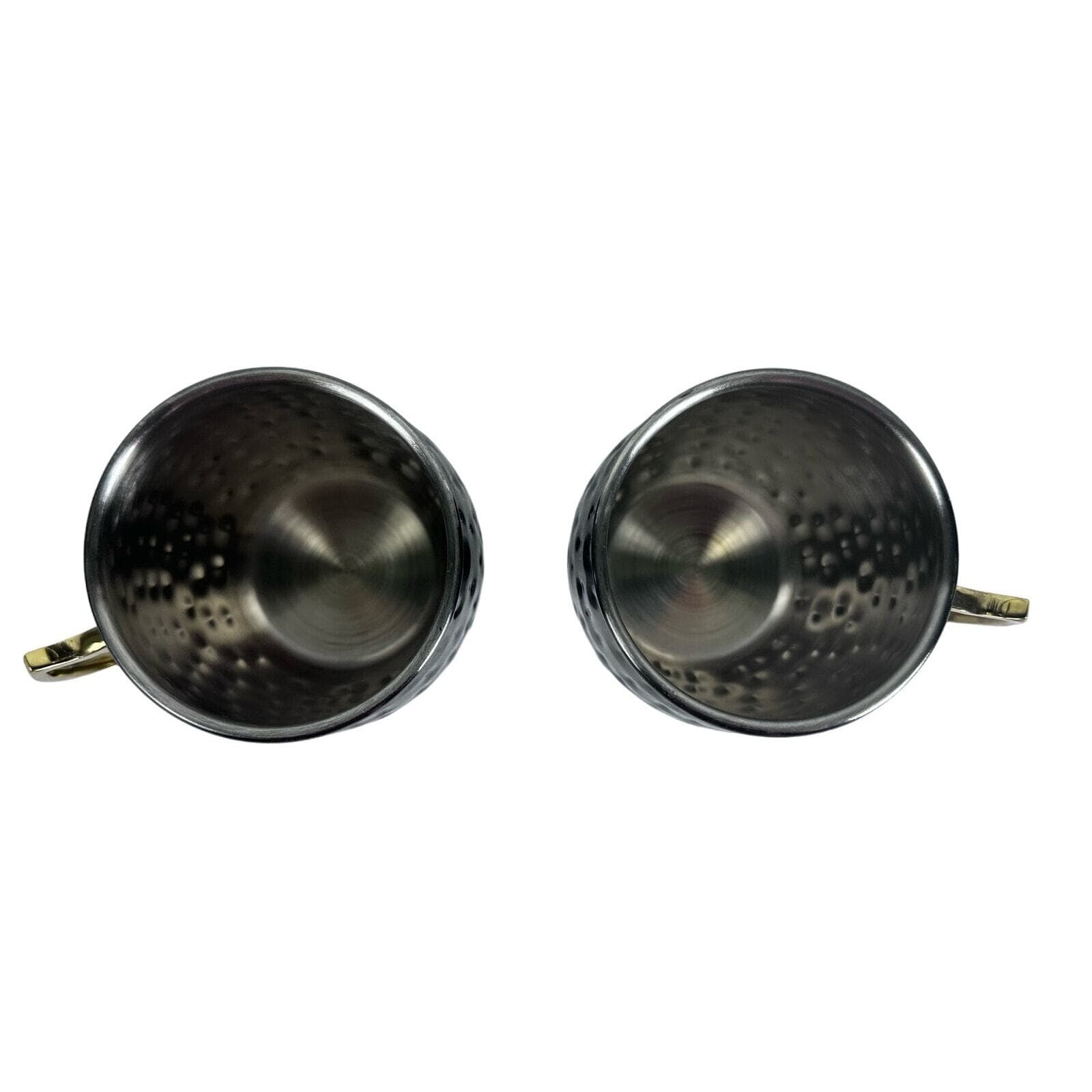 Moscow Mule Stainless Steel Mugs Gunmetal Gray Brass Handles-Set of 2-Excellent! - Thumbnail 3