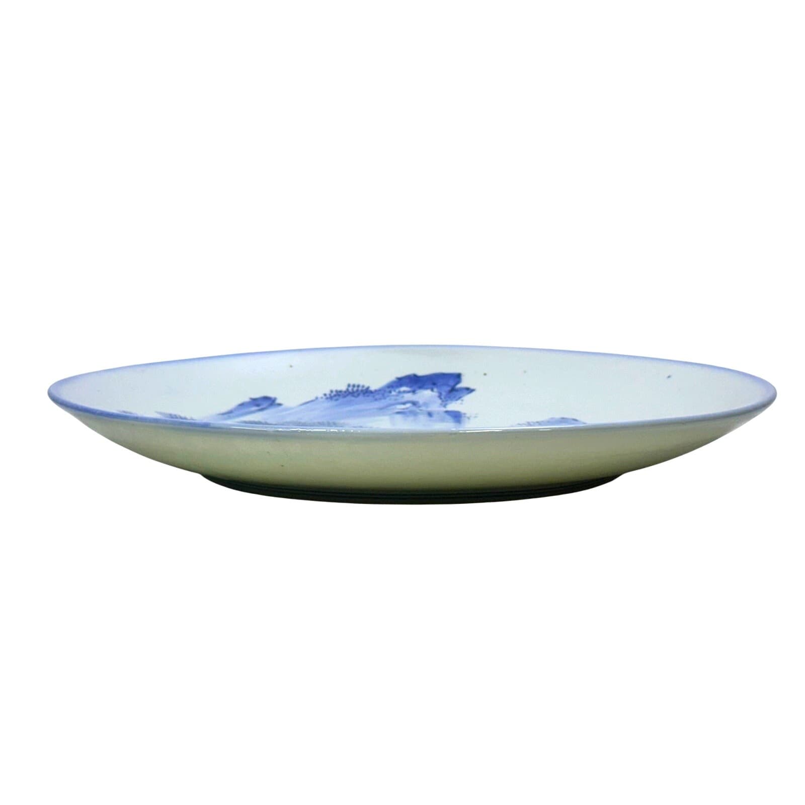 Antique Japanese Meiji Period 15" Charger Blue and White Landscape Arita Ware - Thumbnail 5