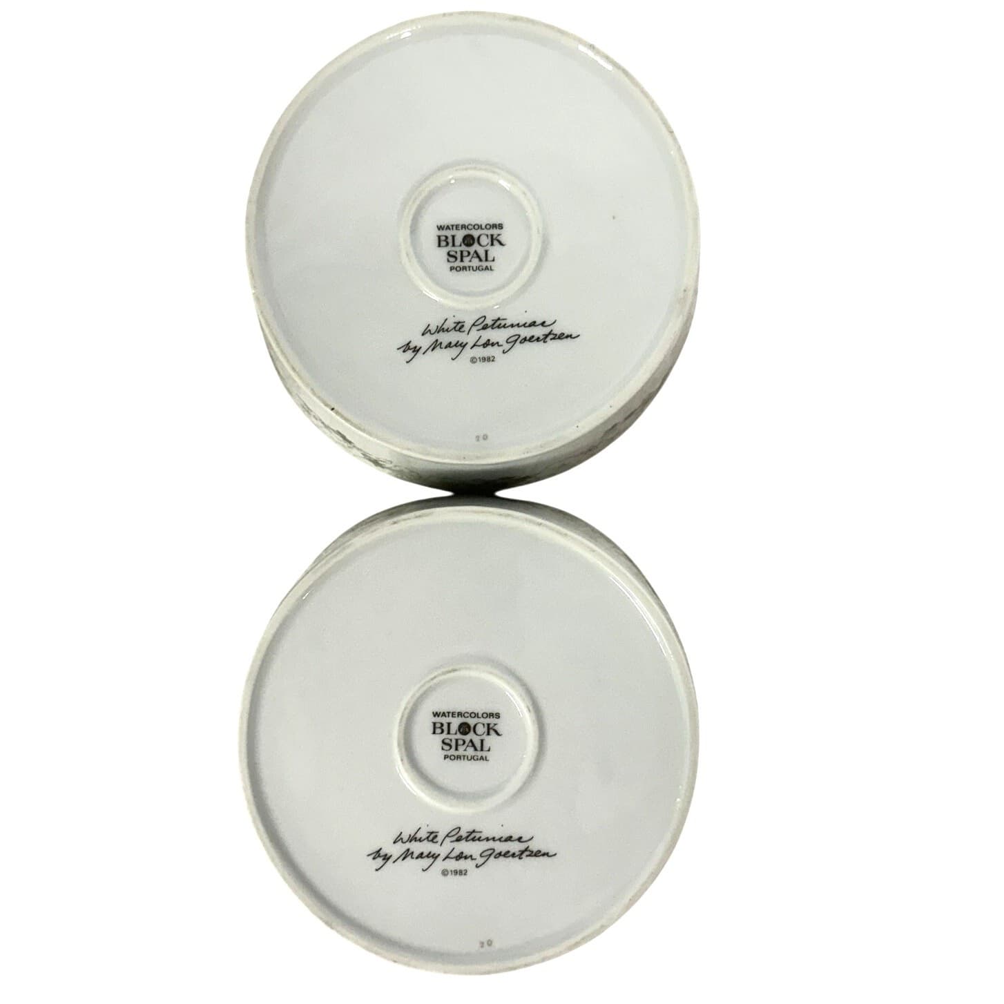 Watercolors Block Spal Portugal 'White Petunias' Cereal/Salad Bowls-Set of 2 - Thumbnail 4