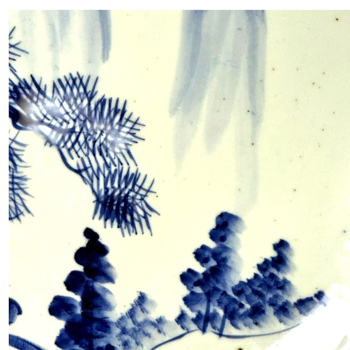 Antique Japanese Meiji Period 15" Charger Blue and White Landscape Arita Ware - Thumbnail 4