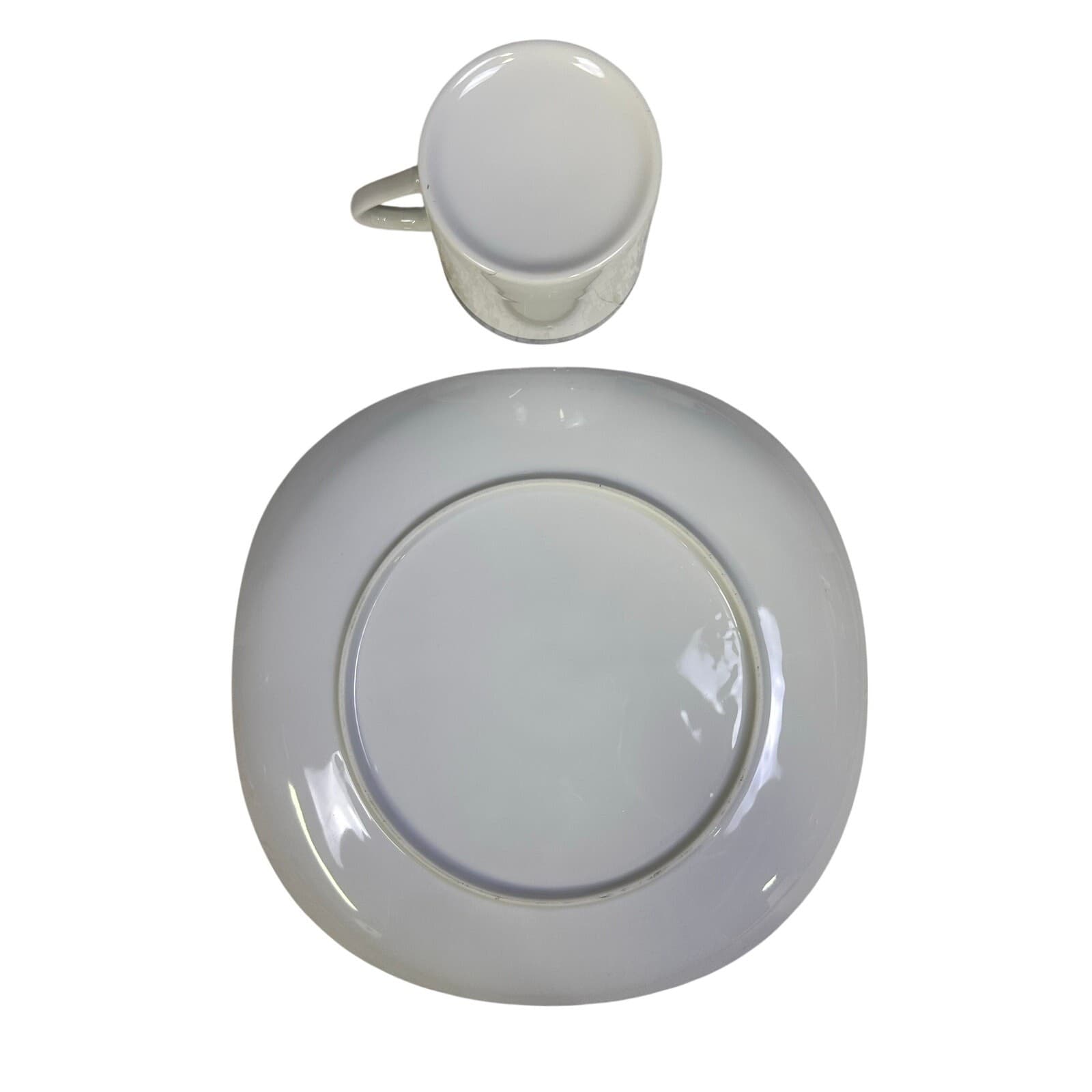 White and Platinum Square Luncheon/Coffee/Tea Snack Set-Set of 4 - Thumbnail 5
