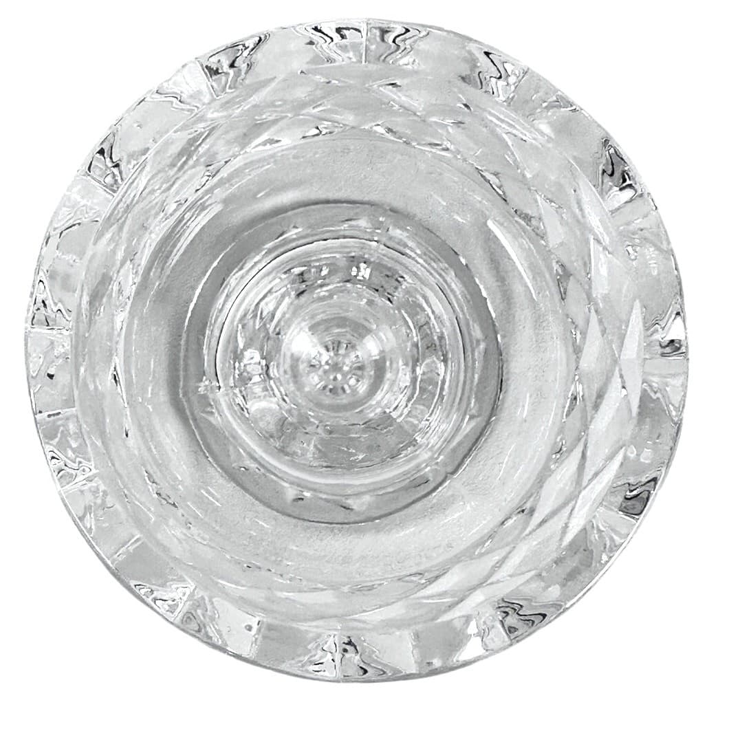 Diamond Point Latticed Clear Frosted Heavy Crystal Candle Cup Hurricane Base - Thumbnail 5