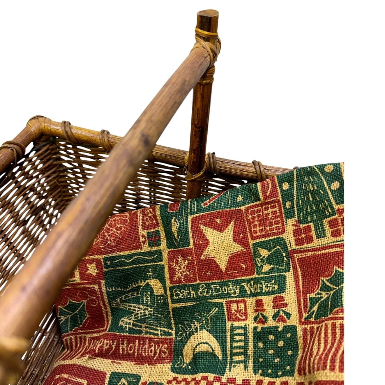 Bed Bath and Body Works Large Vintage Holiday Basket with Burlap Bow and Cloth - Thumbnail 10