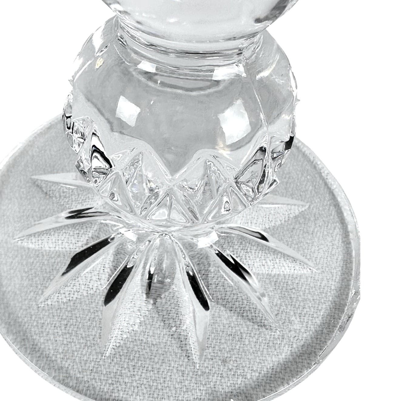 Diamond Point Latticed Clear Frosted Heavy Crystal Candle Cup Hurricane Base - Thumbnail 3
