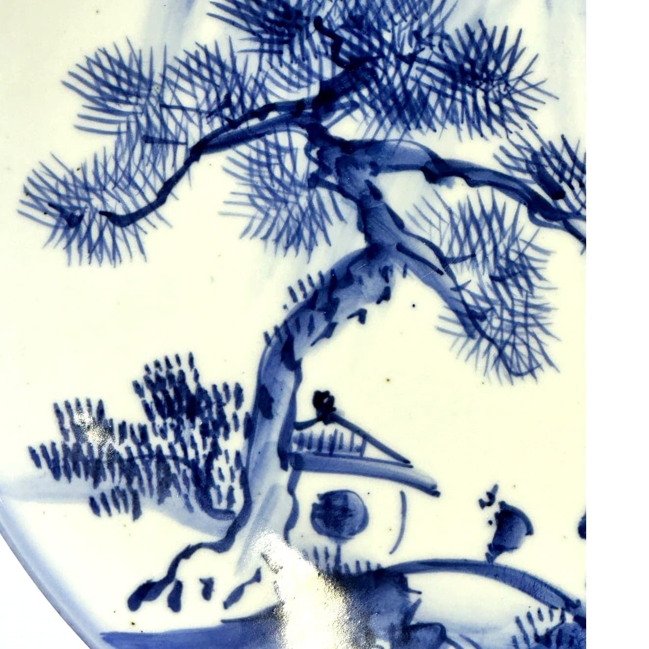 Antique Japanese Meiji Period 15" Charger Blue and White Landscape Arita Ware - Thumbnail 2