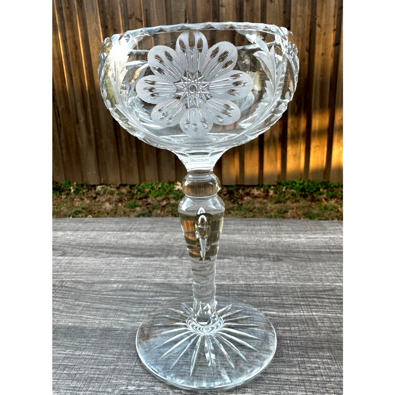American Brilliant Period Cut Glass Heavy Crystal Compote-Elegant-Exquisite