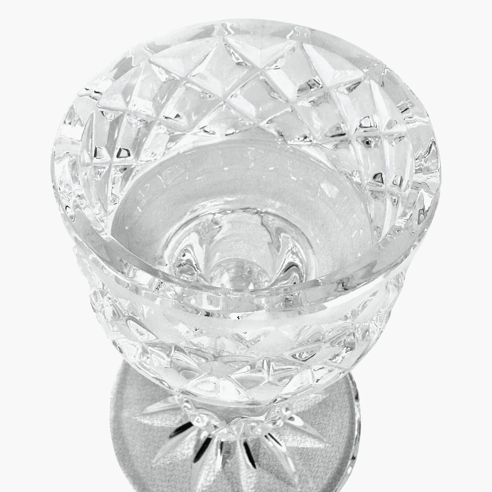 Diamond Point Latticed Clear Frosted Heavy Crystal Candle Cup Hurricane Base - Thumbnail 2