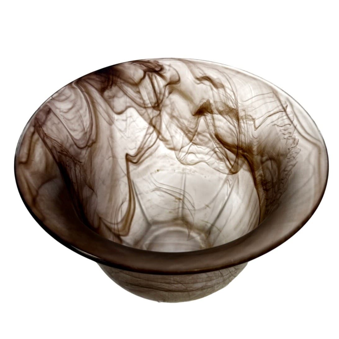Late 20th Century Hand Blown Art Glass Bowl Vase Pulled Feather Cloud Technique - Thumbnail 2