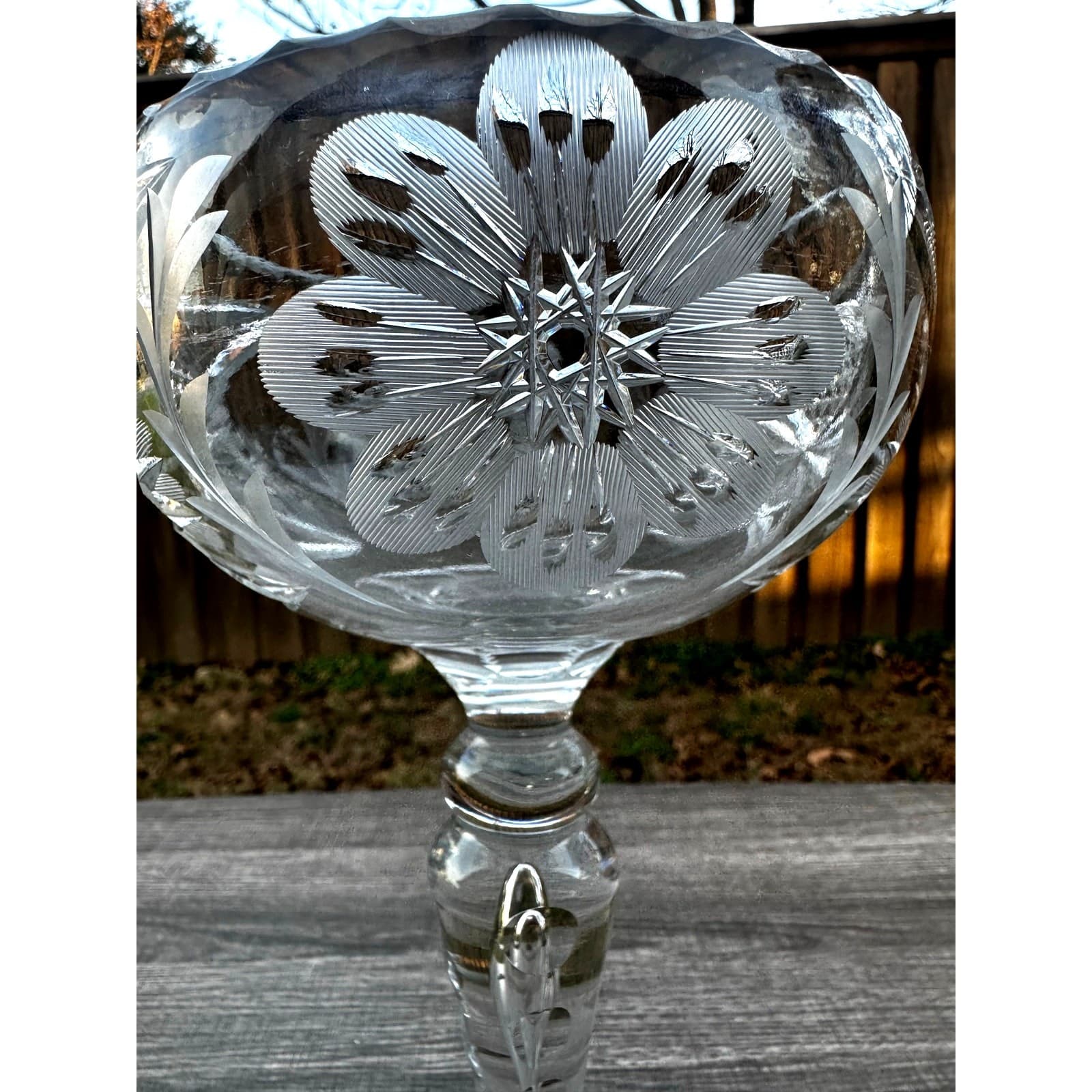 American Brilliant Period Cut Glass Heavy Crystal Compote-Elegant-Exquisite - Thumbnail 6