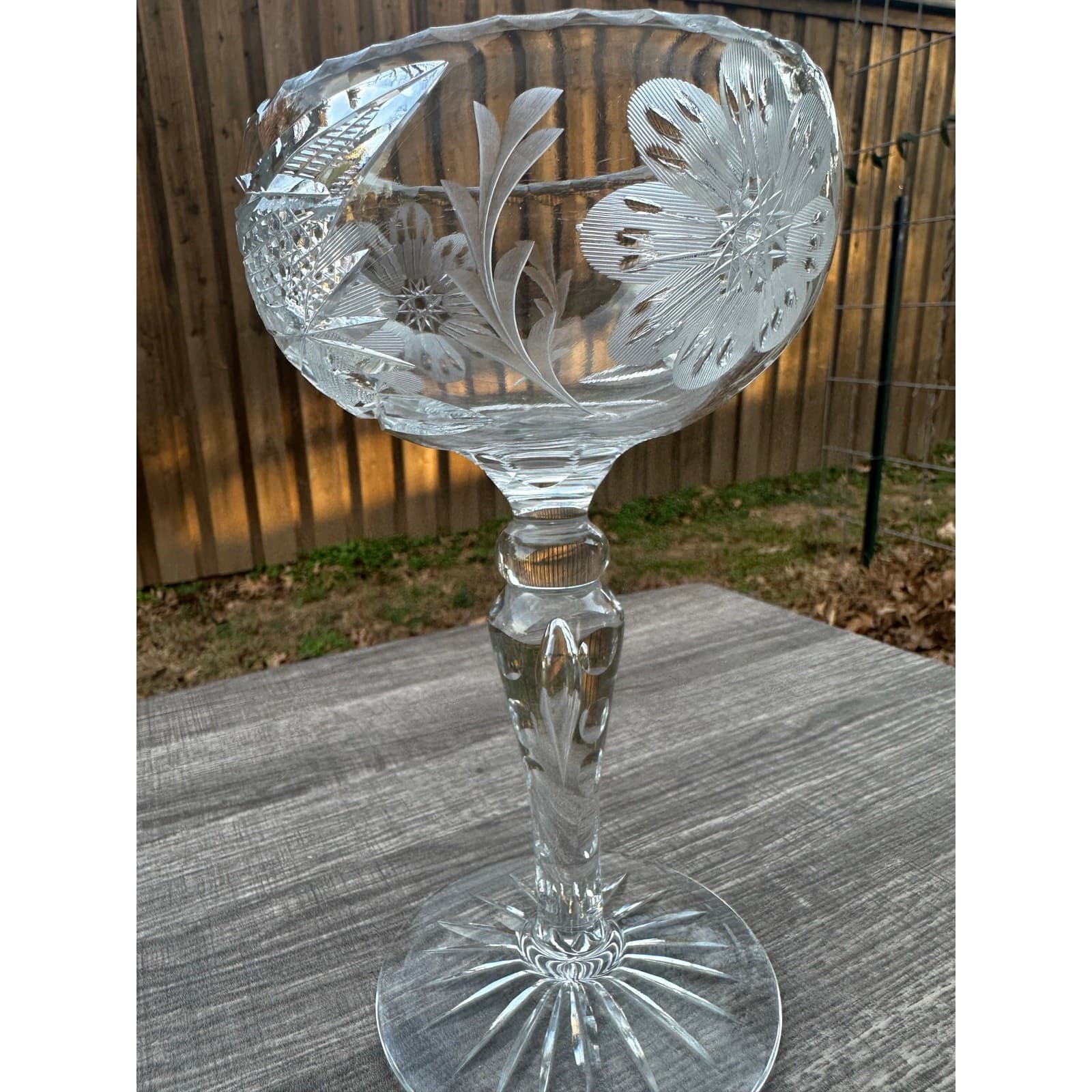 American Brilliant Period Cut Glass Heavy Crystal Compote-Elegant-Exquisite - Thumbnail 9