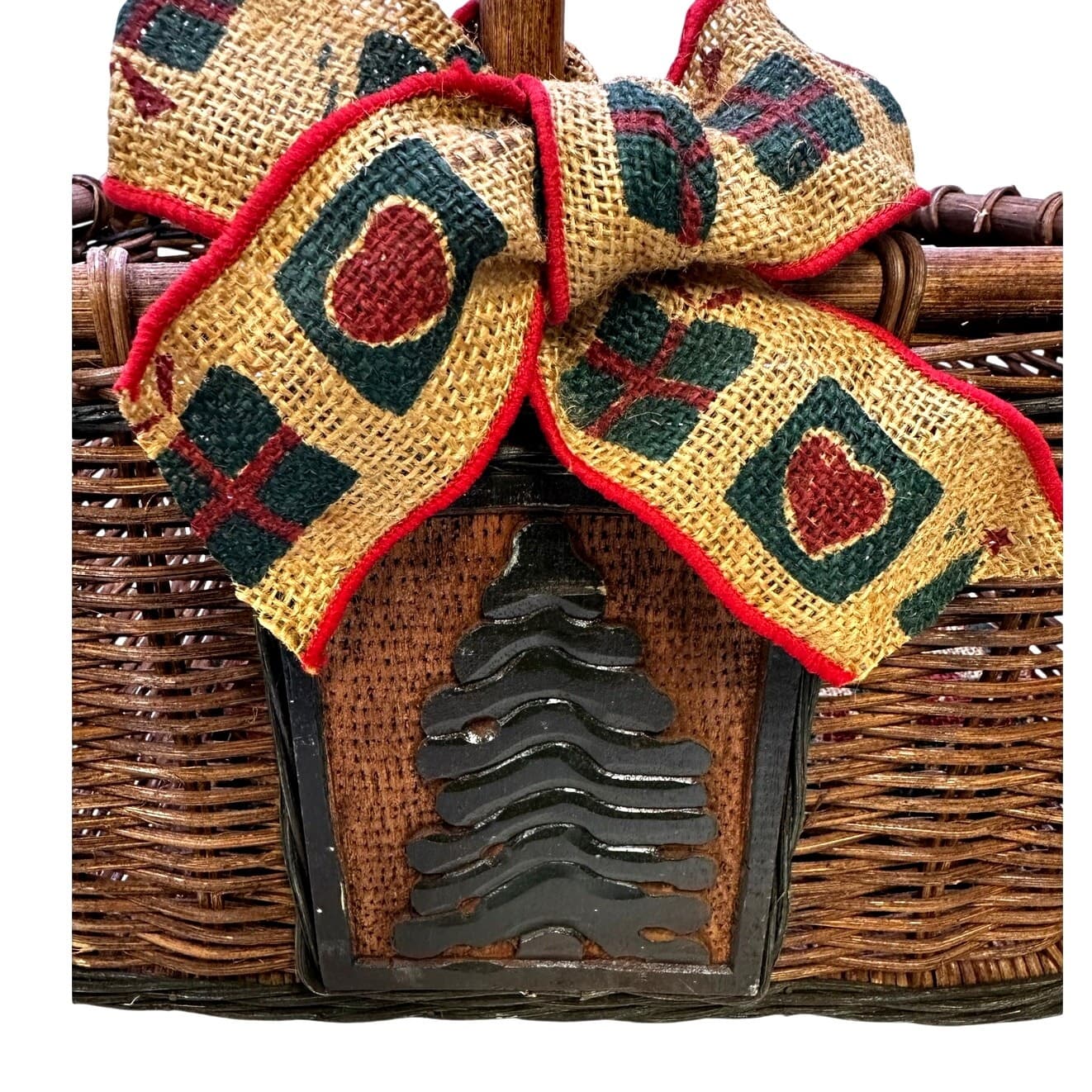 Bed Bath and Body Works Large Vintage Holiday Basket with Burlap Bow and Cloth - Thumbnail 3