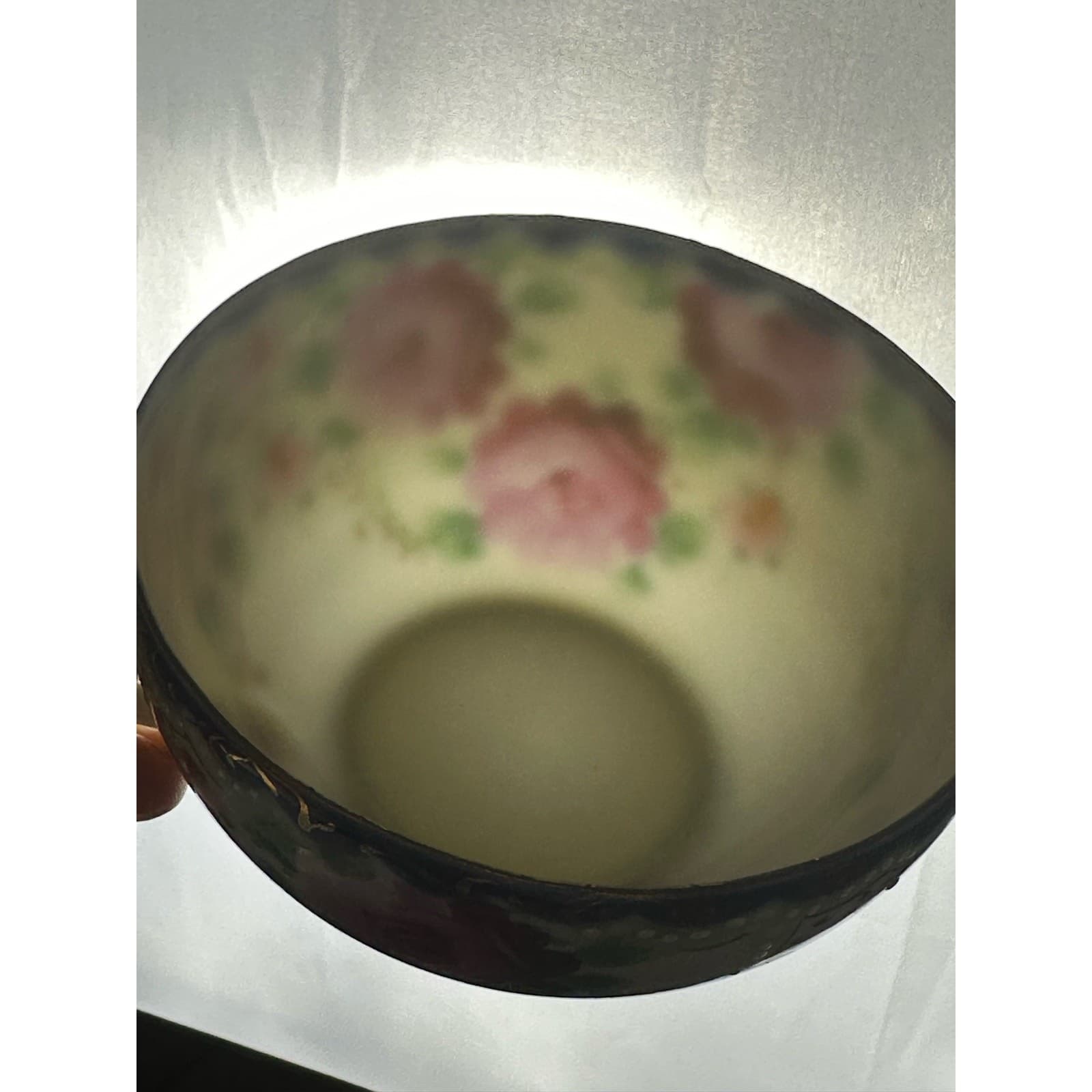 Floral Rose Porcelain Teacup and Saucer Unmarked VG - Thumbnail 8