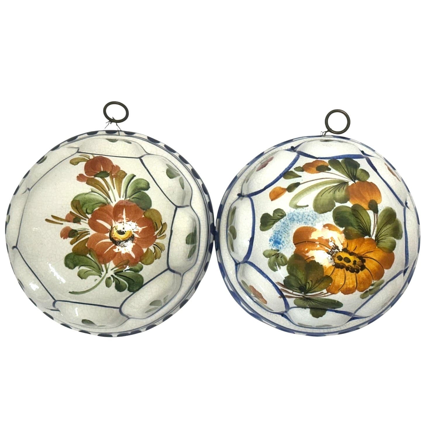 Italian Ceramiche ABC Bassano Hand Painted 6.25" Floral Molds-Set of 2 - Thumbnail 2