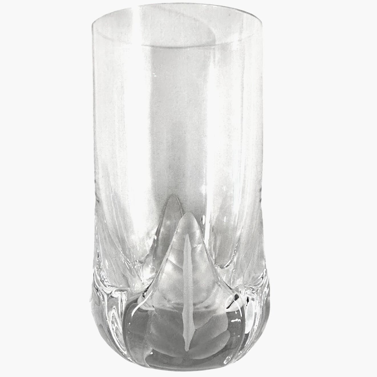 Heavy Crystal Elegant Embellished Frosted 3D Leaf Base Highball Glasses-Set of 6 - Thumbnail 2