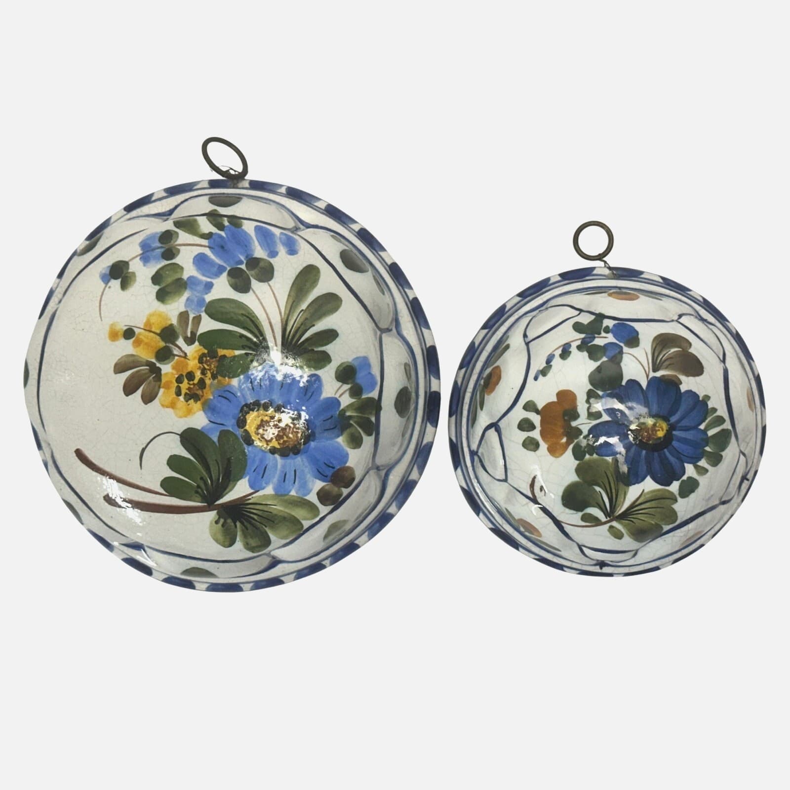 Italian Ceramiche ABC Bassano Hand Painted 7.25" & 5.5" Floral Molds-Set of 2 - Thumbnail 2